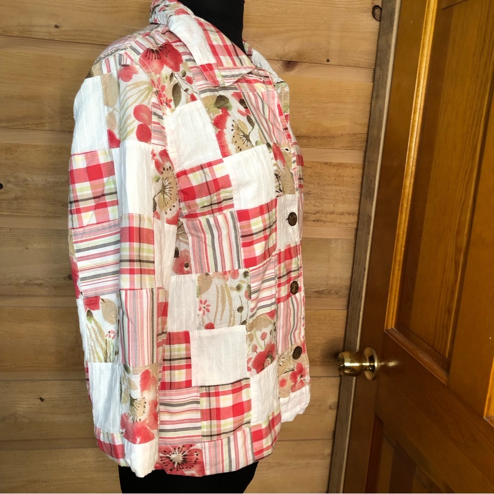 Quilted patchwork shacket w/ 3/4 length sleeves K… - image 7